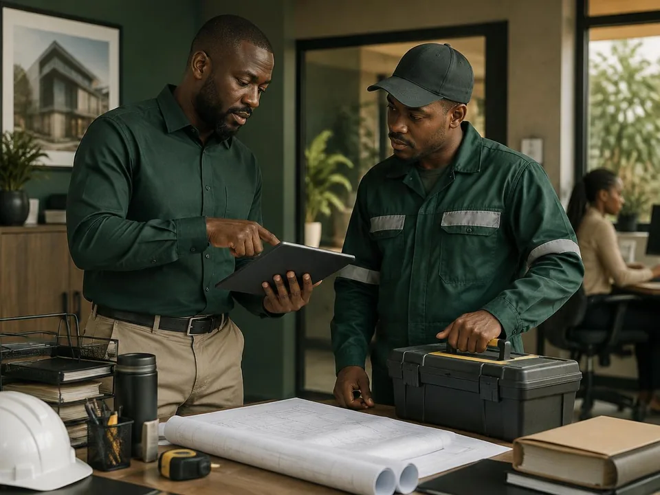 Facilities manager assigning maintenance responsibility to a technician